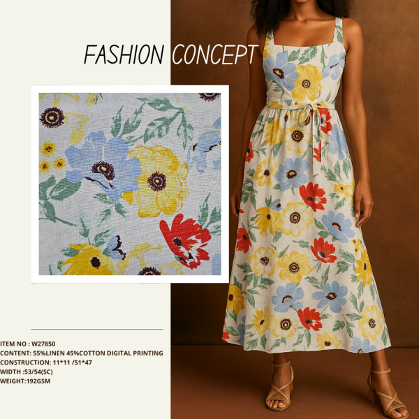 W27850 55%LINEN 45%COTTON DIGITAL PRINTED - Image 2